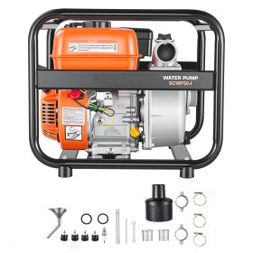 Gas Powered Water Pump, 2 in, 132 GPM 6.5HP Semi Trash Water Transfer Pump Portable, Gasoline Engine with 25 ft Discharge Hose, Heavy Duty Frame